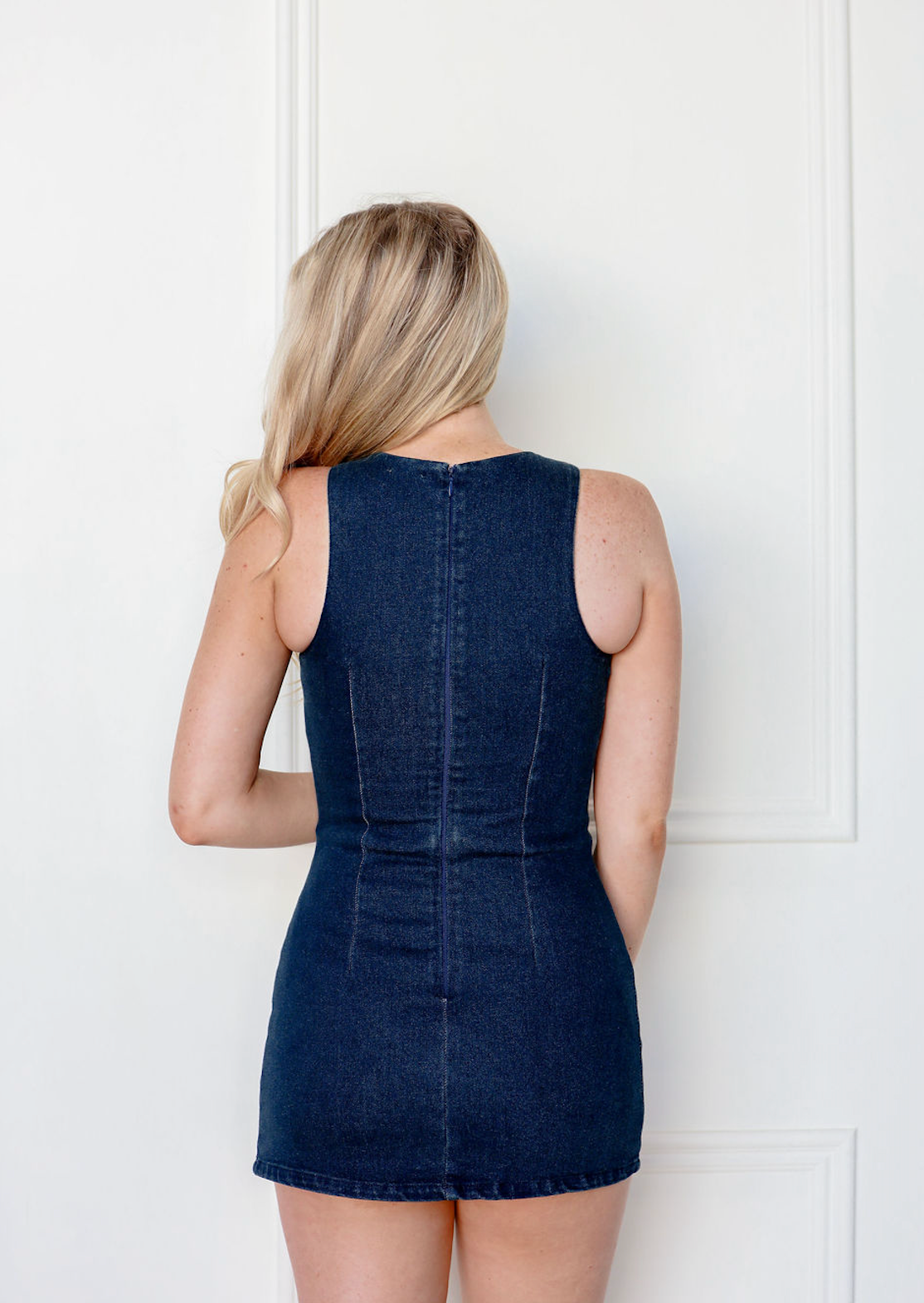 Dark Denim Boat Neck Dress