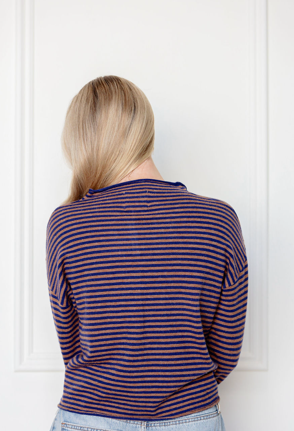 Elisa Stripe Cardigan Navy/Brown