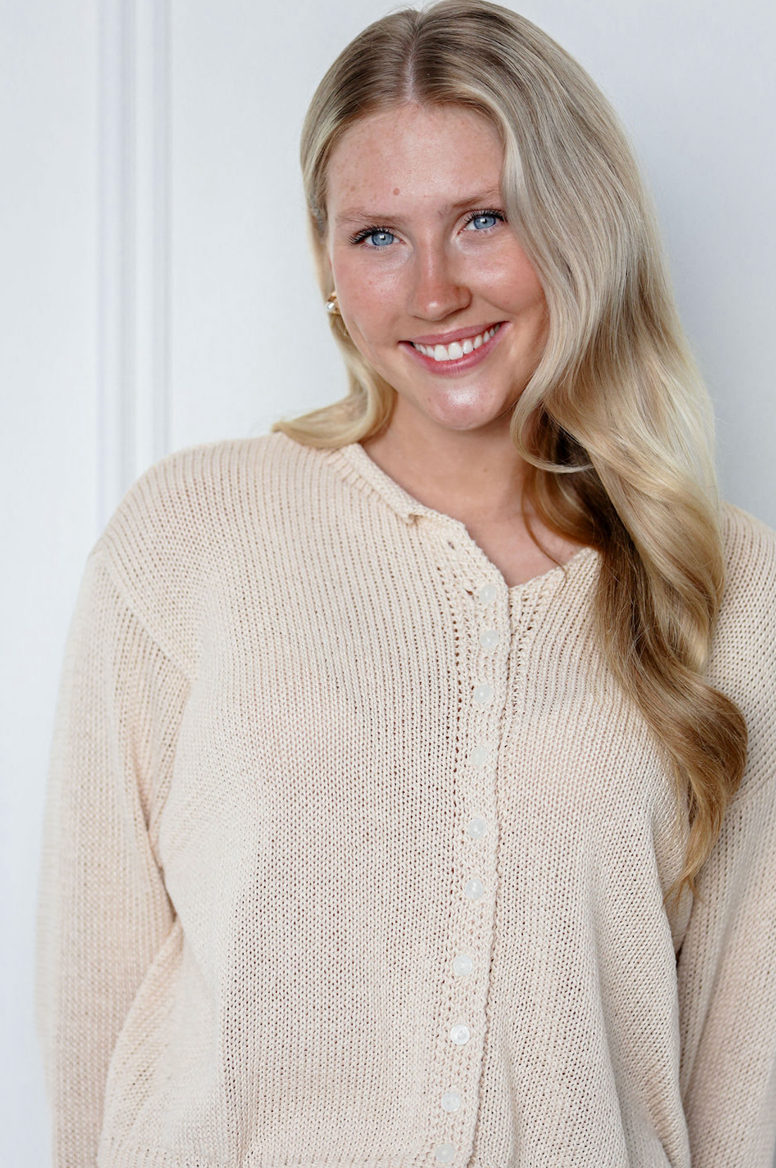 Cream Light Weight Button Cardigan