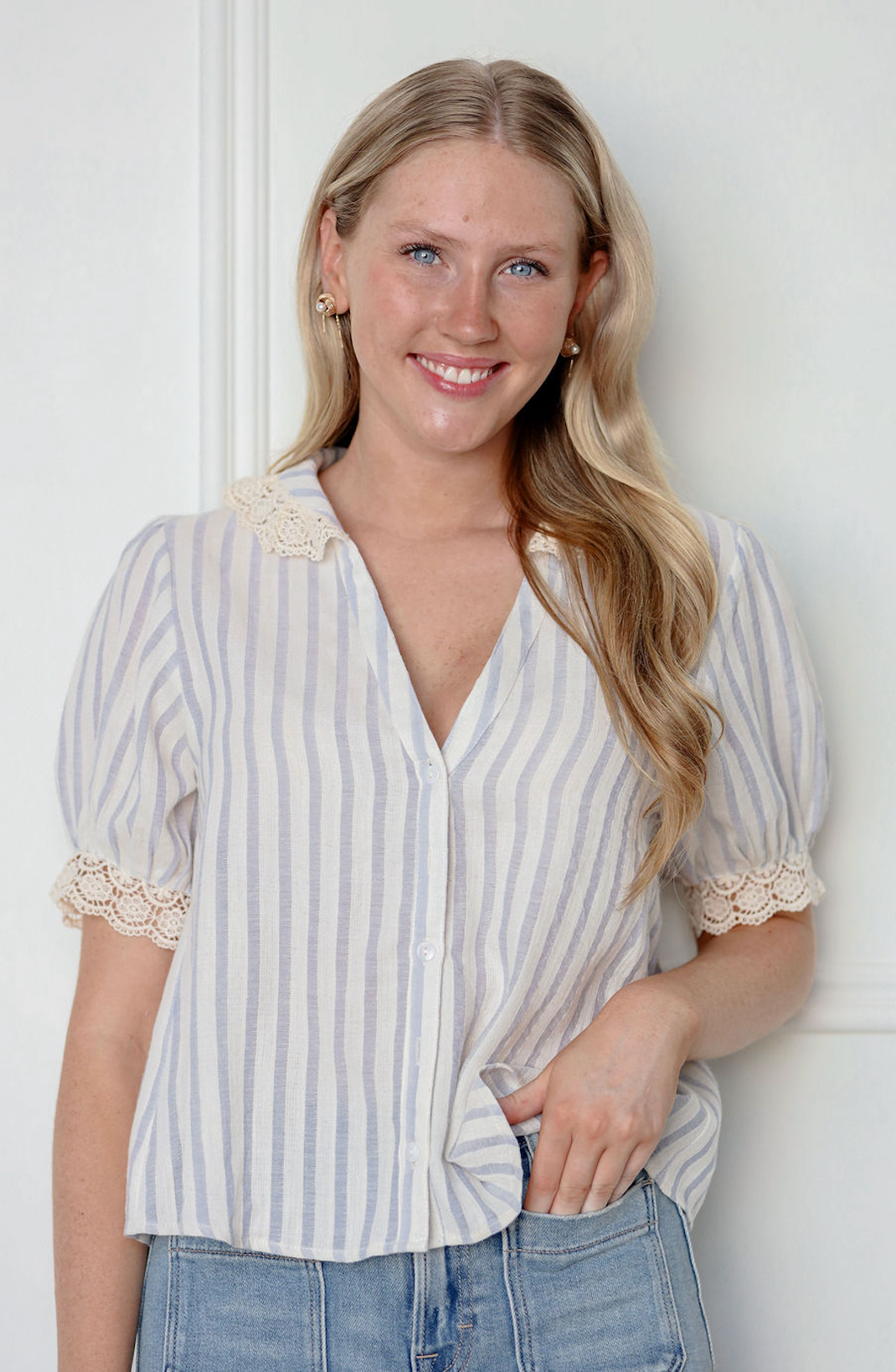 Jeanne Stripe Collared Blouse