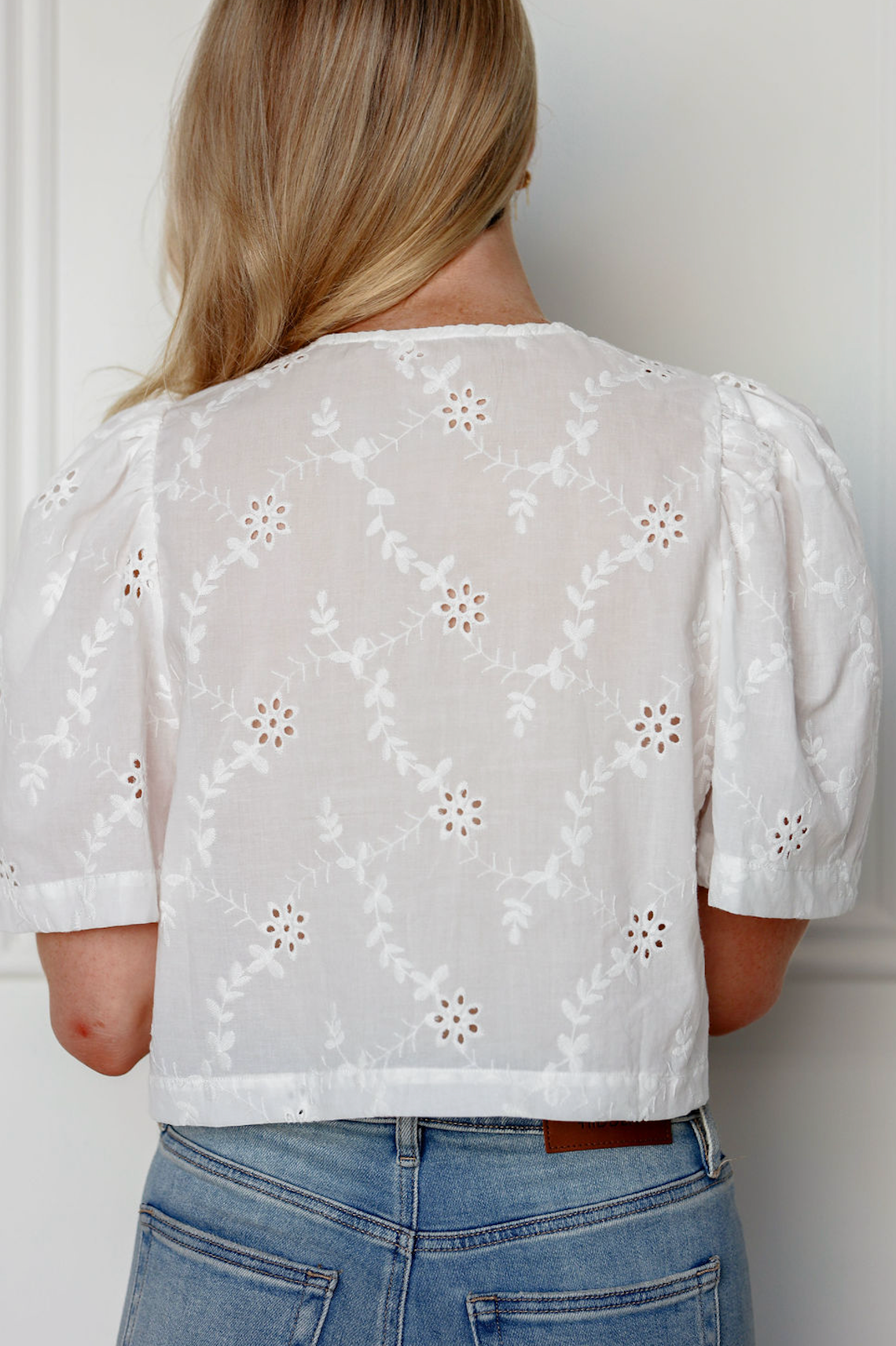 White Eyelet Ties Top