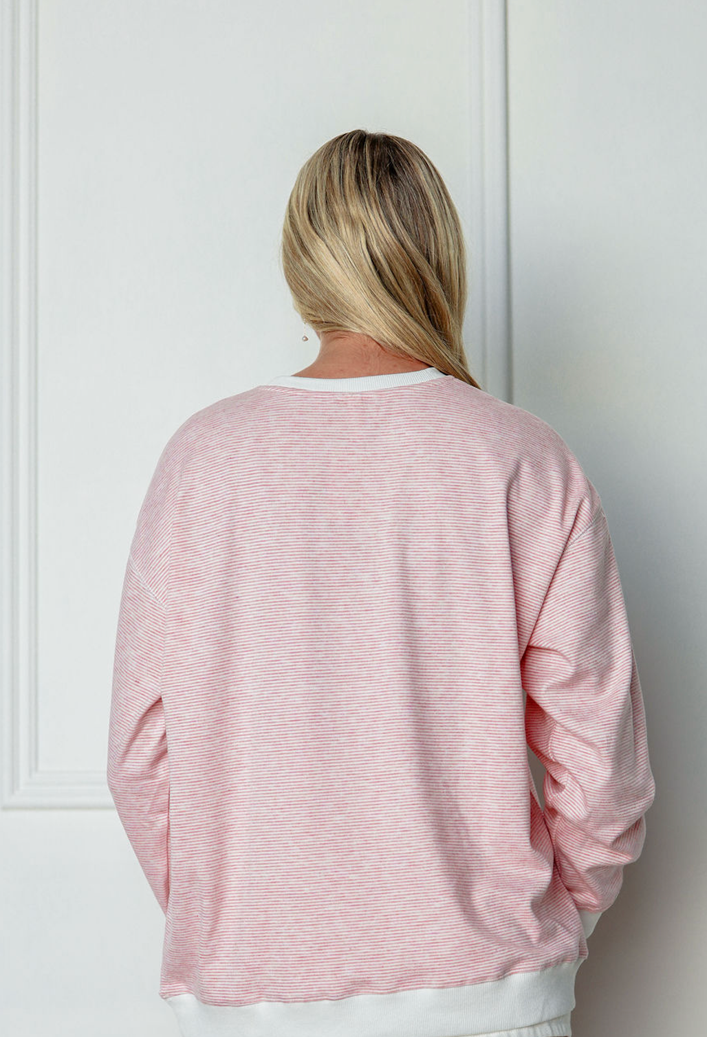 Striped Knit Pullover Pink