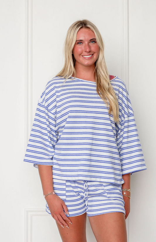 Lottie Stripe Top & Shorts Blue Set of 2