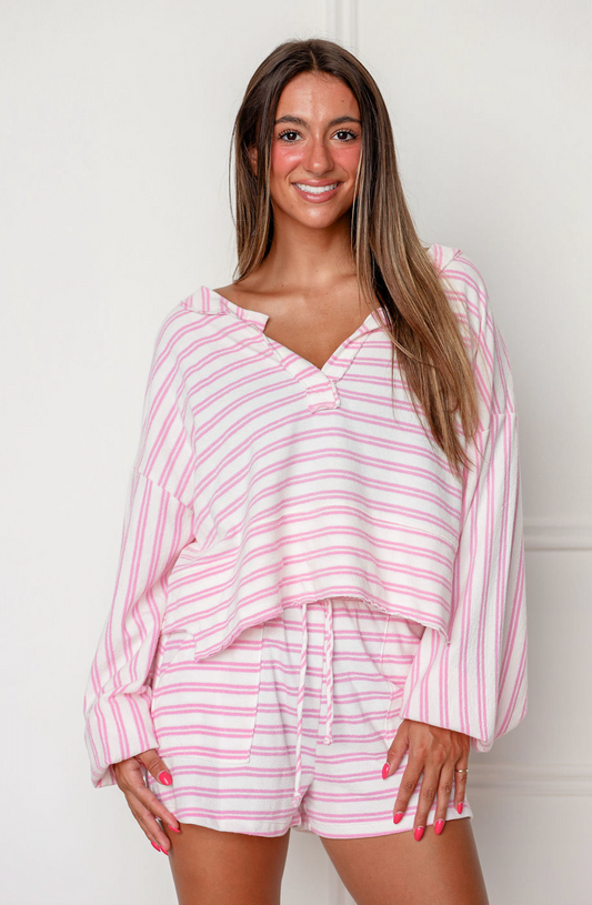 Layla Stripe Top & Shorts Pink Set of 2