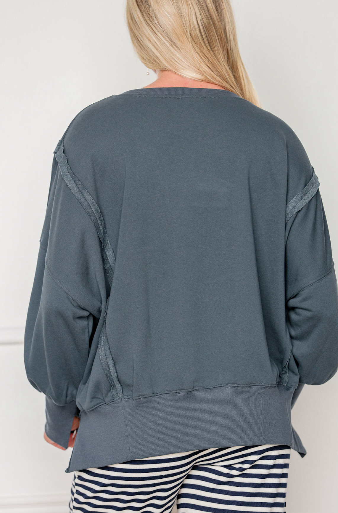 Navy Varsity Pullover Top