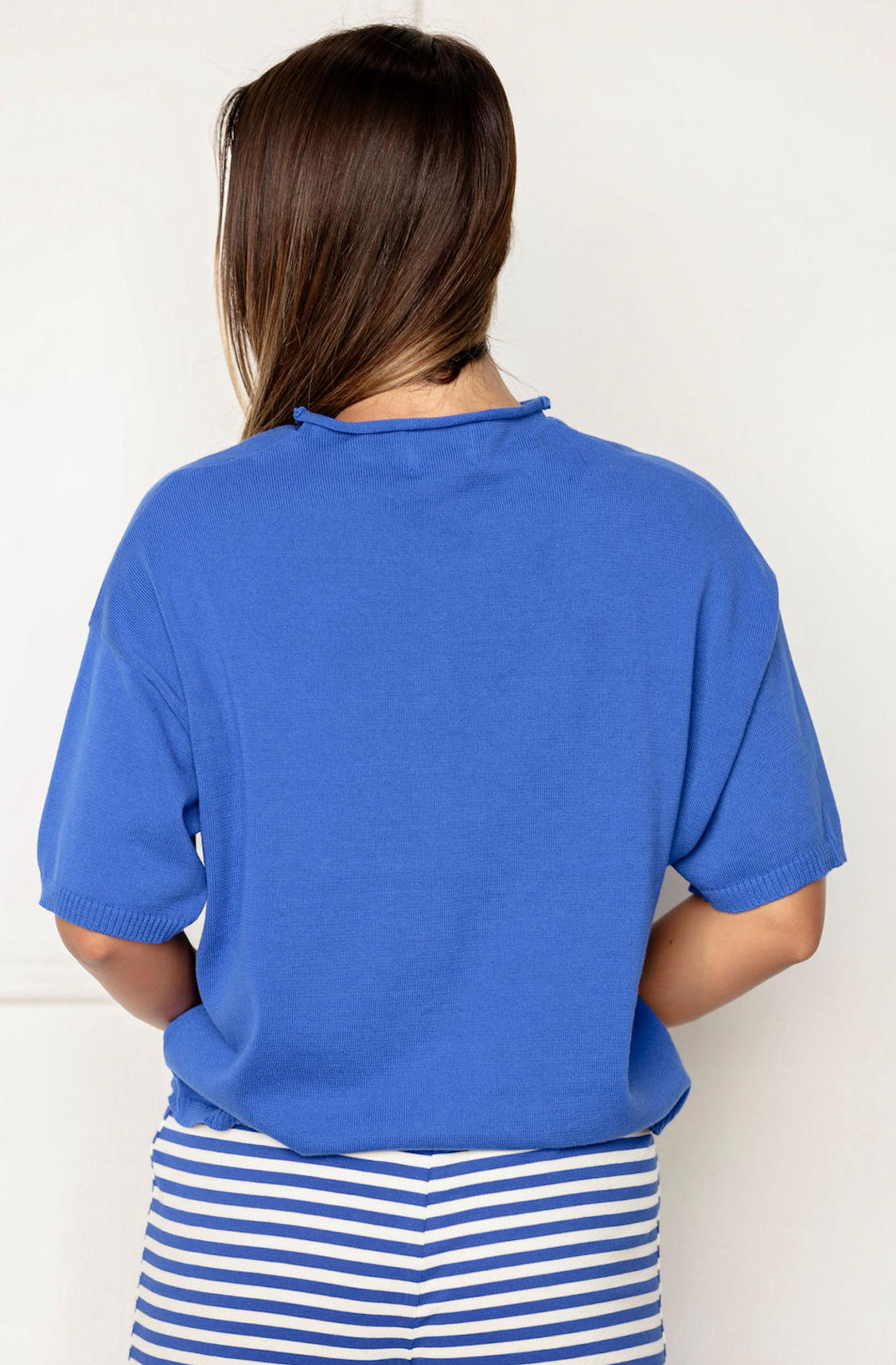 Tess Short Sleeve Cardigan Cobalt