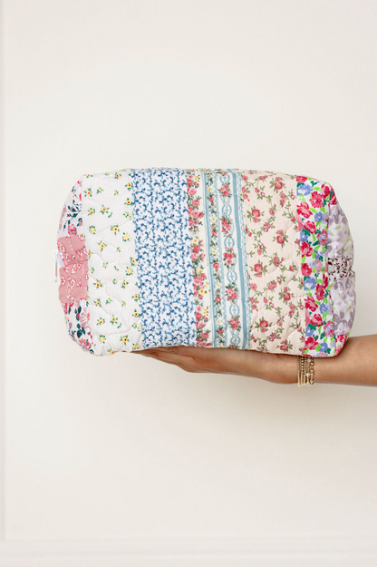 Paige Patchwork Quilted Makeup Bag L - Clothe Boutique
