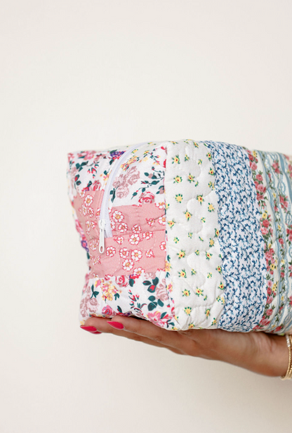 Paige Patchwork Quilted Makeup Bag L - Clothe Boutique
