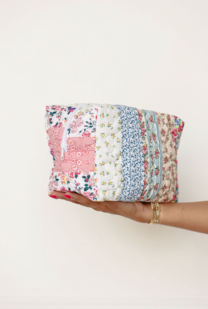 Paige Patchwork Quilted Makeup Bag L - Clothe Boutique