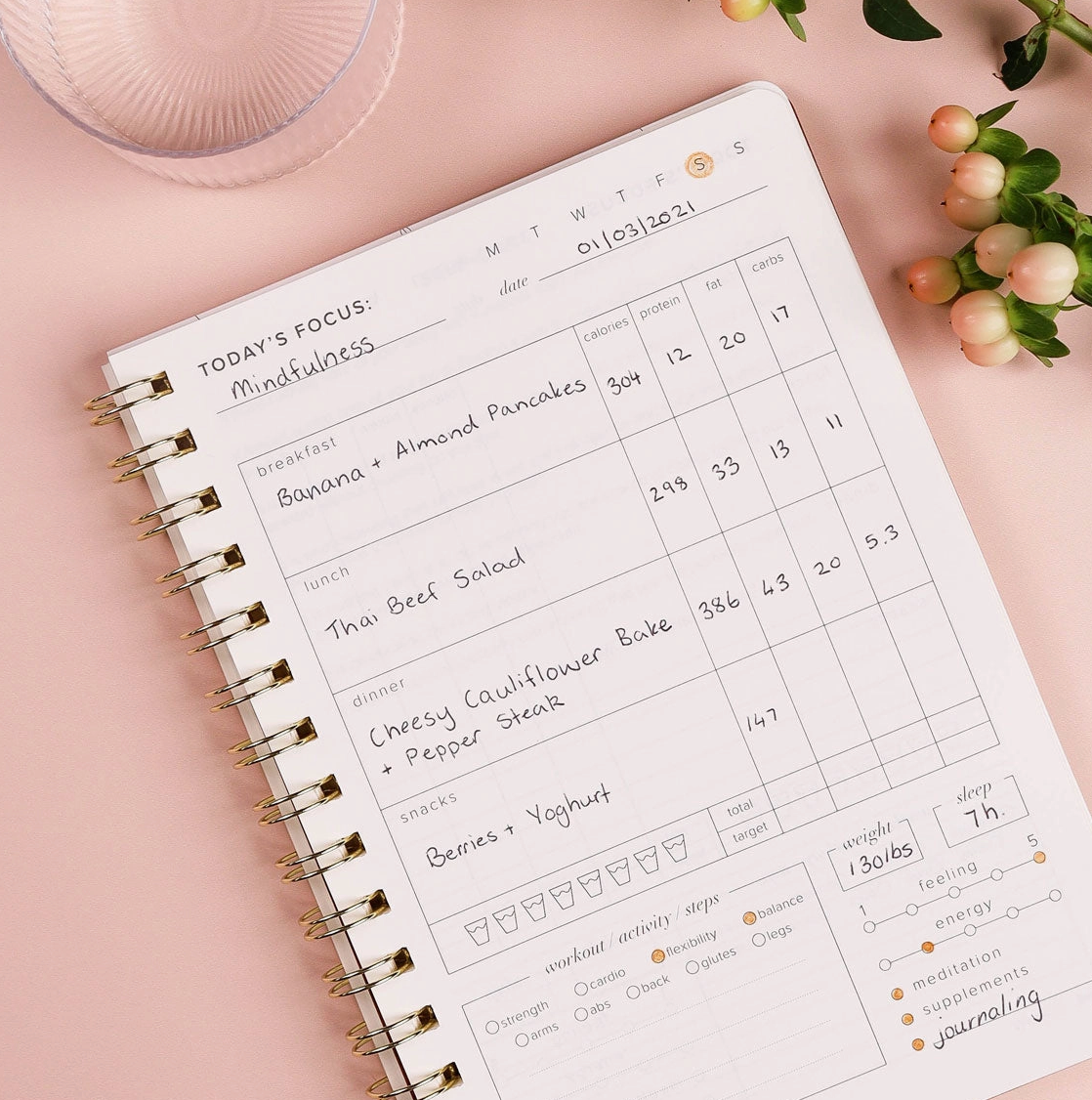Food & Wellness Journal Pink