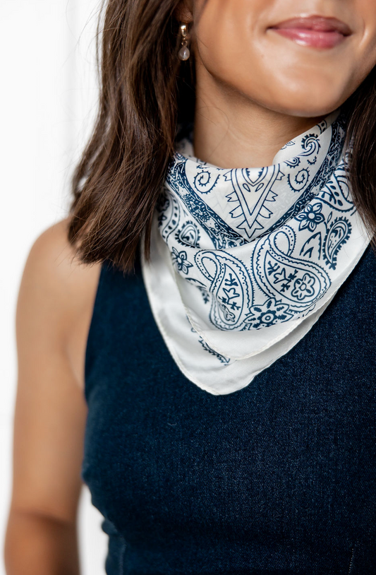 Ivory Paisley Print Scarf