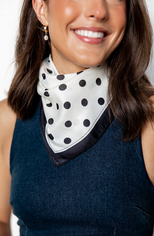White Polka Dot Scarf