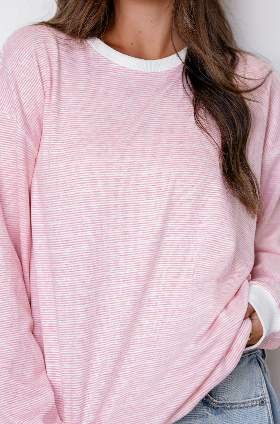 Striped Knit Pullover Pink