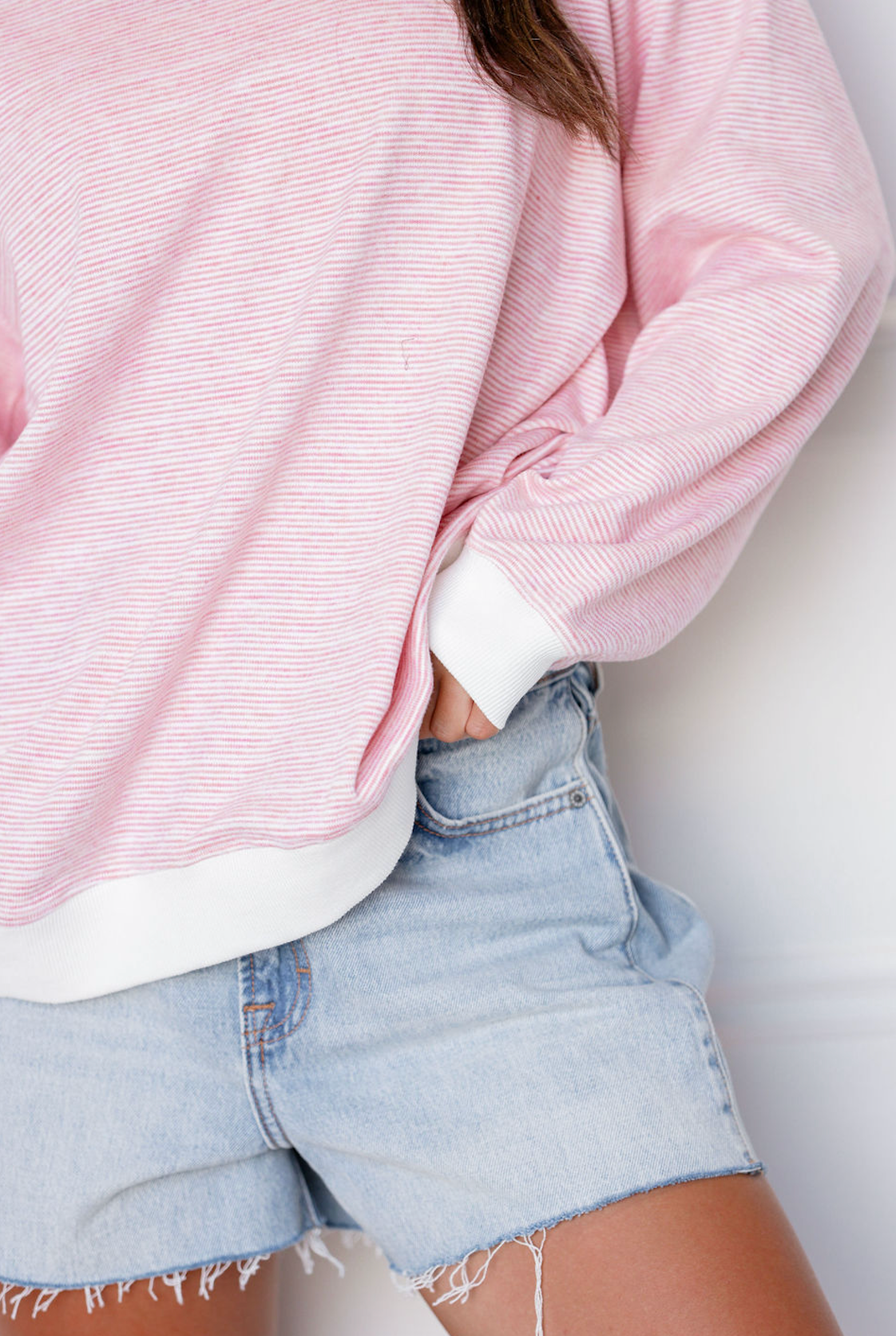 Striped Knit Pullover Pink