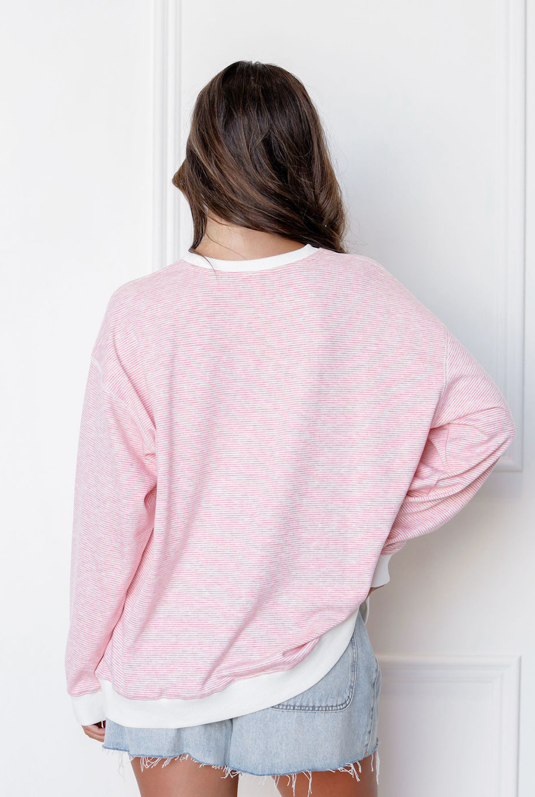 Striped Knit Pullover Pink