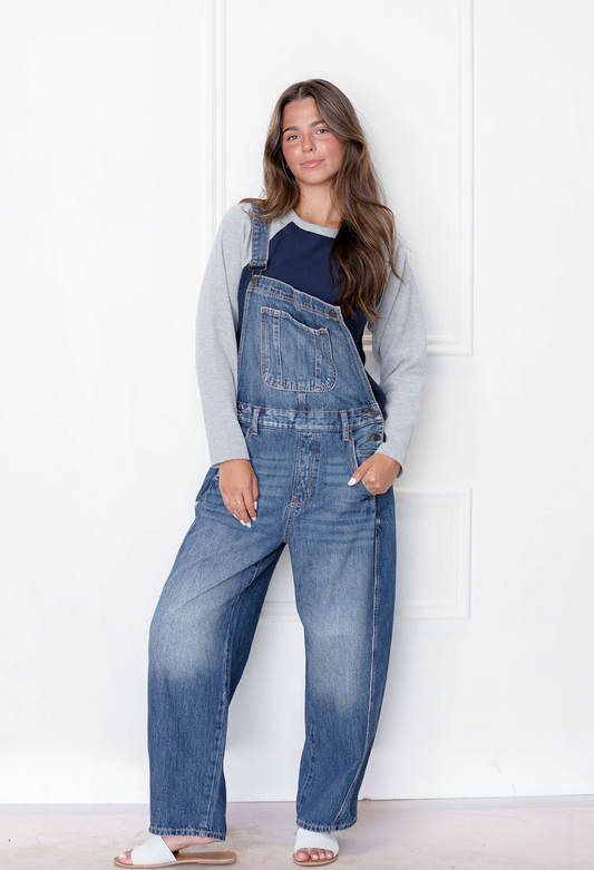 Denim Barrel Overalls