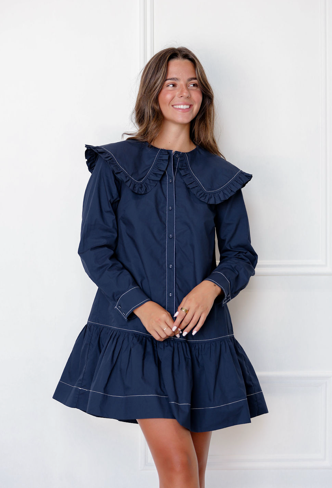 Navy Oversized Collar Dress