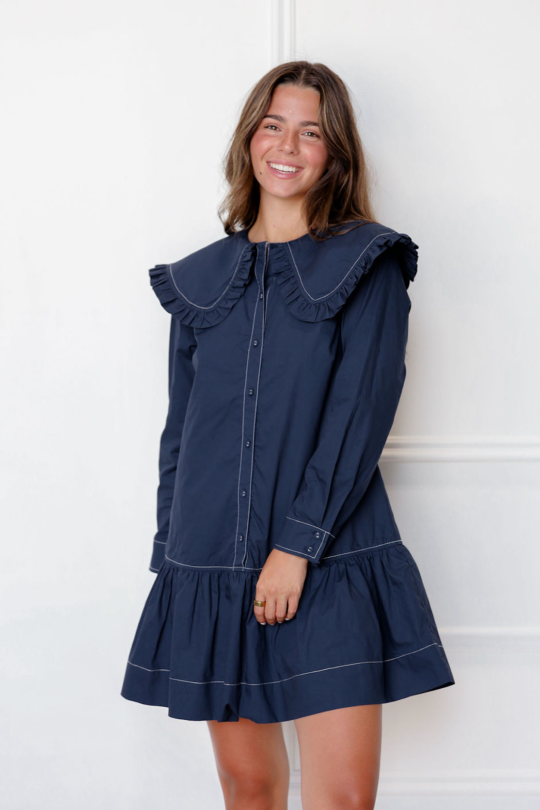 Navy Oversized Collar Dress
