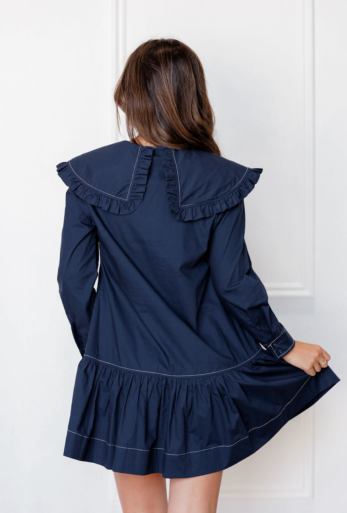 Navy Oversized Collar Dress