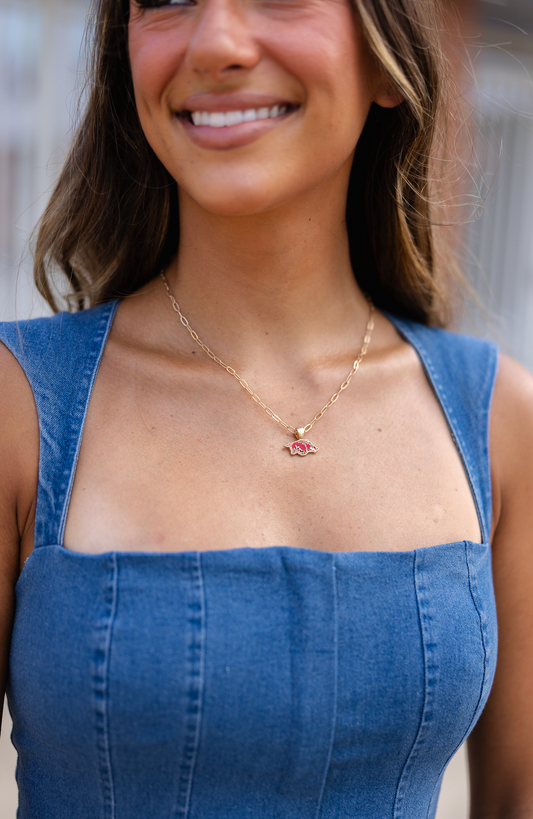 Razorback Enamel Pendant Necklace