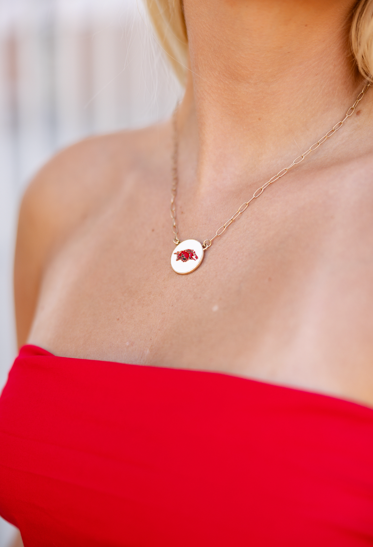 Razorbacks Disc Necklace