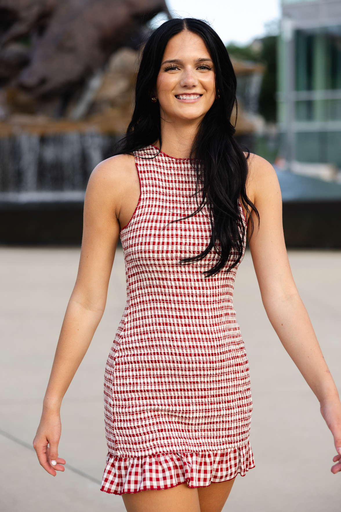 Red Checker Smock Dress