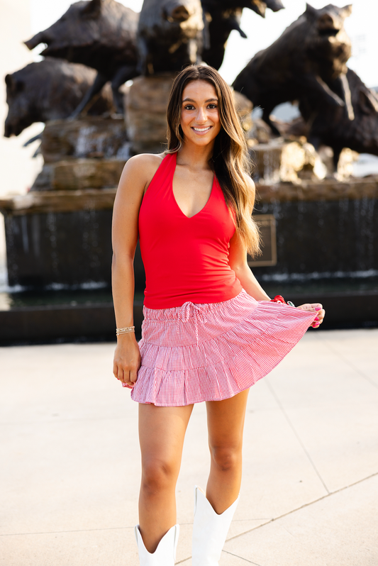 Red Gingham Skirt w/ Bow