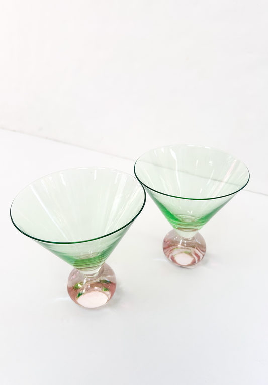 Martini Glass w/ Ball Stem - Green