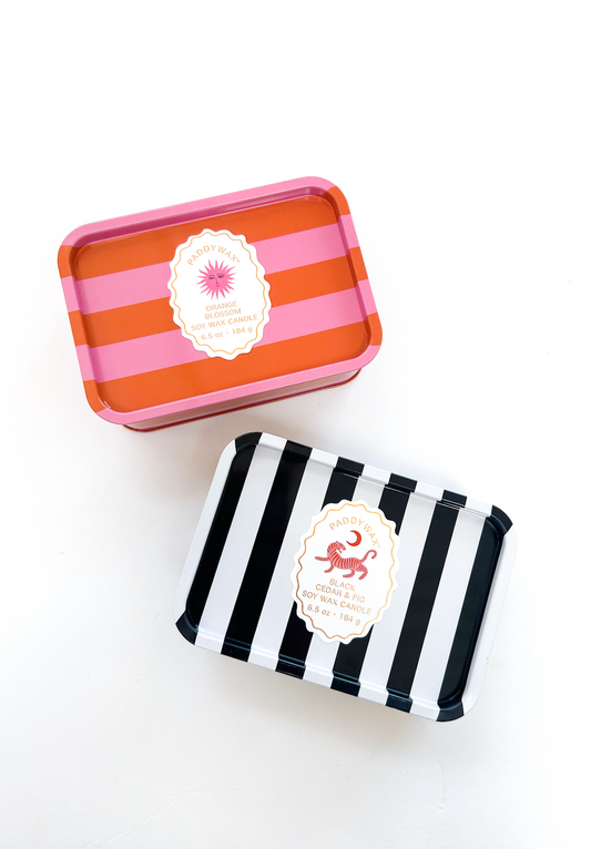Orange/Pink Tin Candle - Orange Blossom