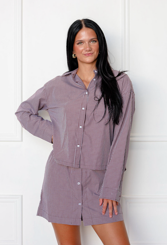 Gates Gingham Shirt & Skirt Set of 2