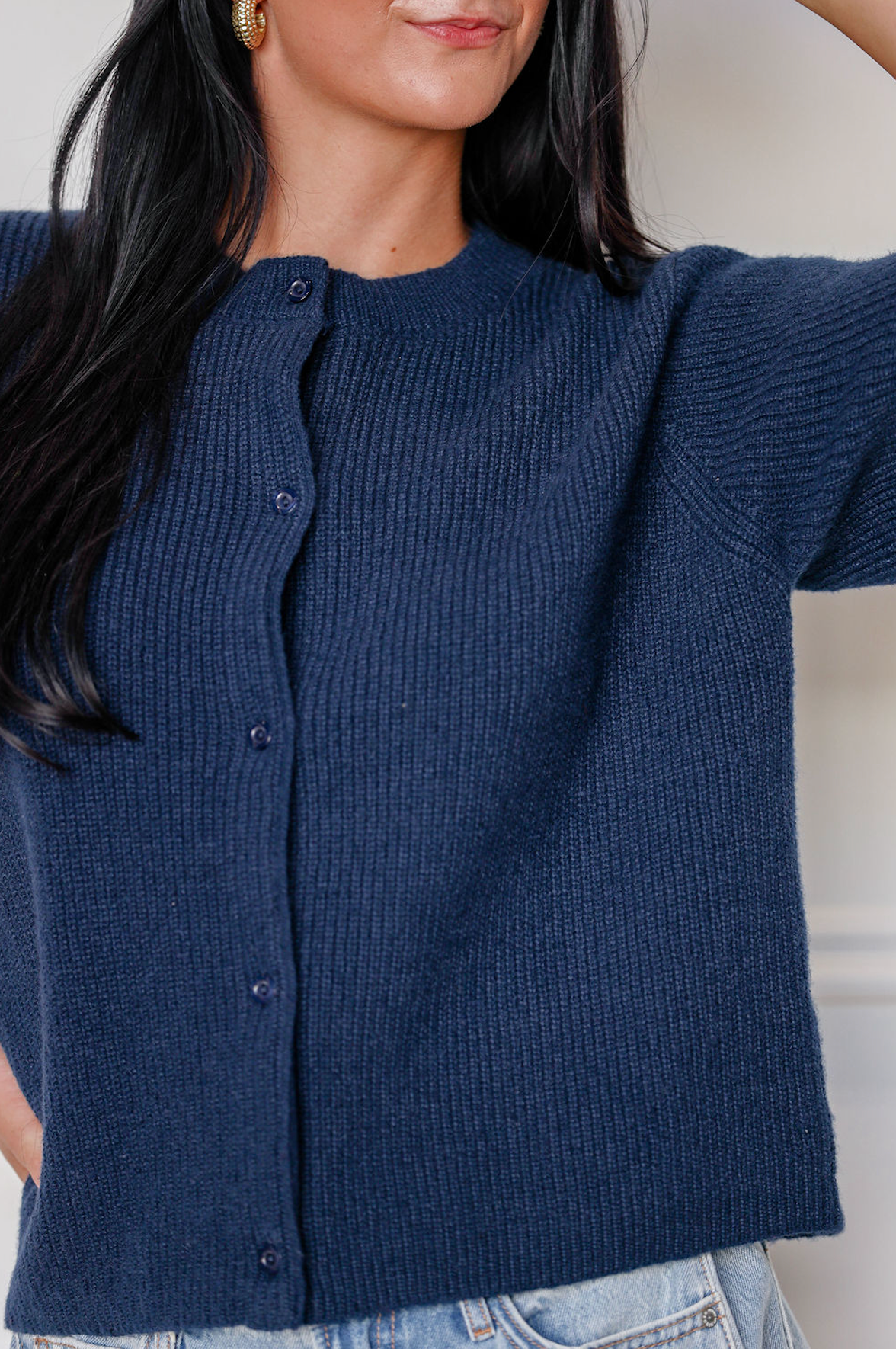 Navy Short Sleeve Cardigan