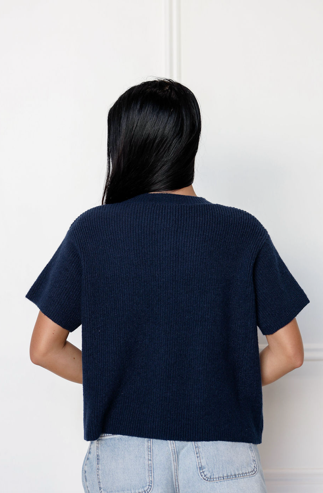 Navy Short Sleeve Cardigan