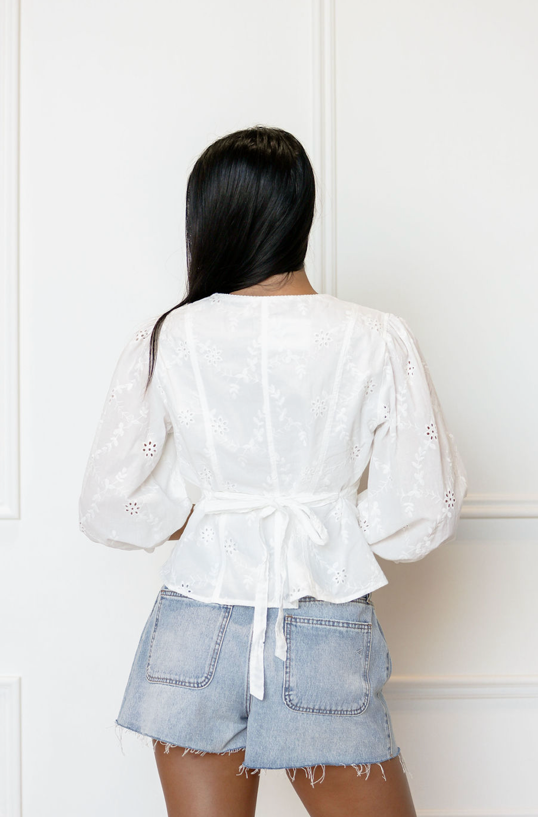 Eyelet Belted Shirt White