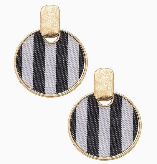 Cabana Stripe Disc Earrings