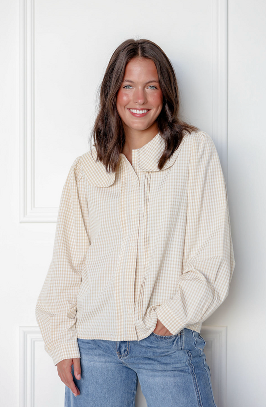 Butter Gingham Buttons Blouse