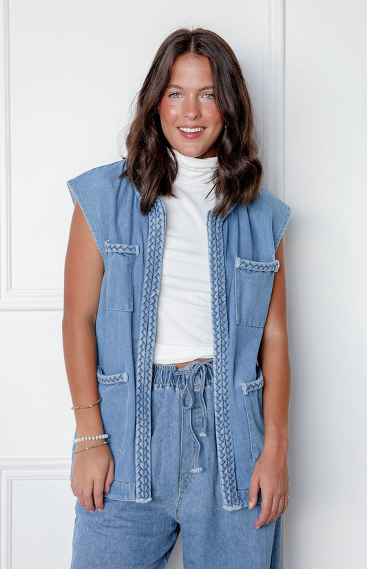 Denim Braided Vest
