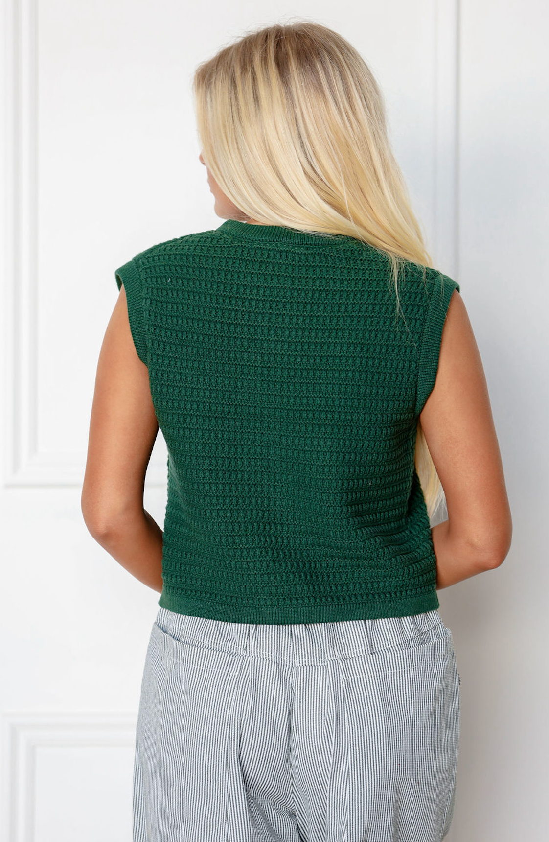 Selena Knit Button Top Green
