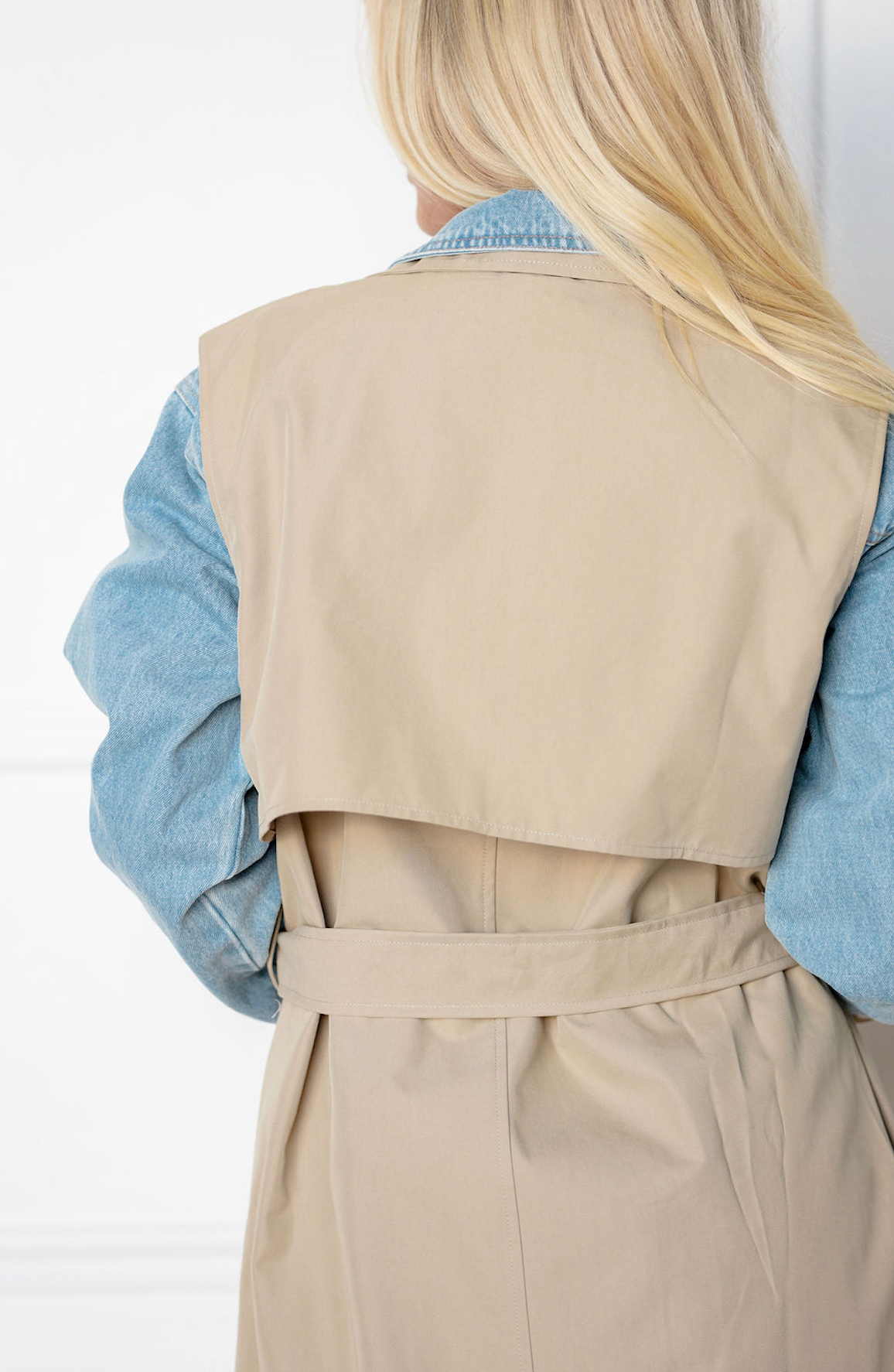 Layered Denim Trench Coat