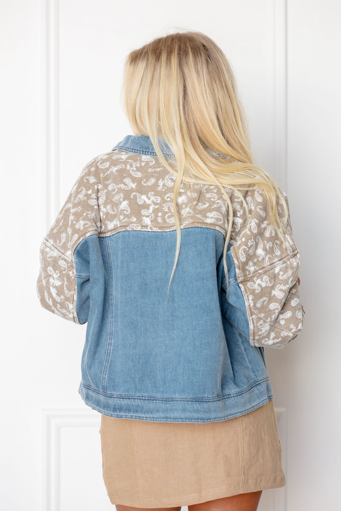 Quilted Paisley Contrast Denim Jacket
