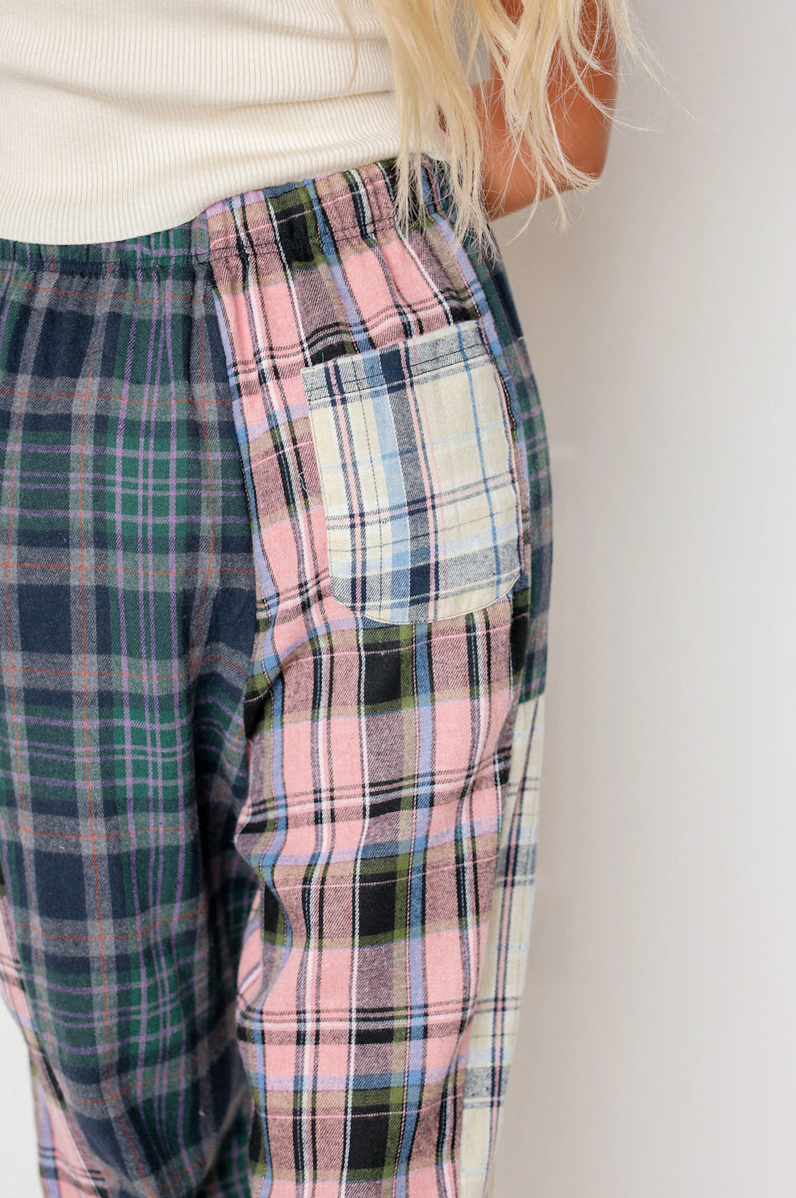 Multi Plaid Drawstring Joggers