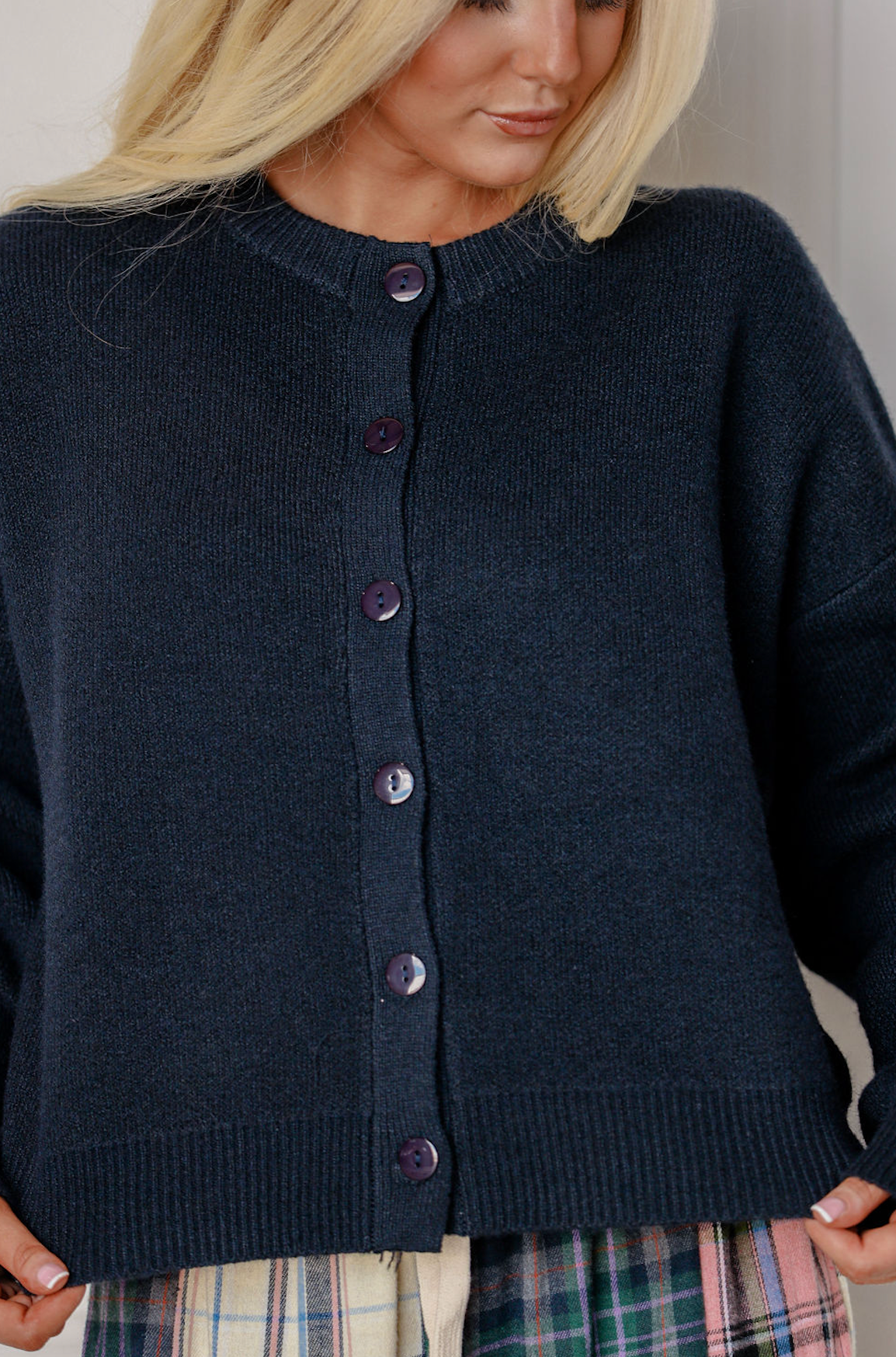 Rory Button Down Cardigan Navy