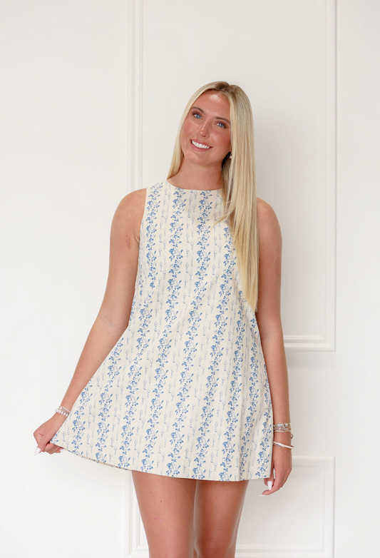 Floral Stripe Flare Dress