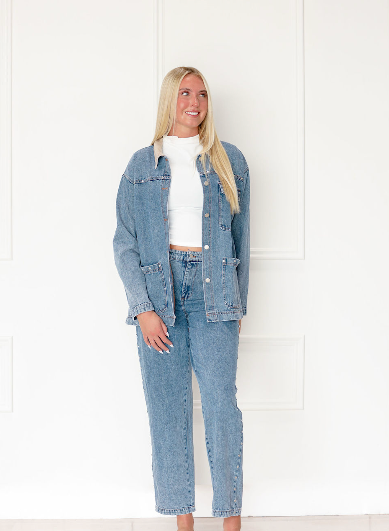 Denim Studded Barn Jacket