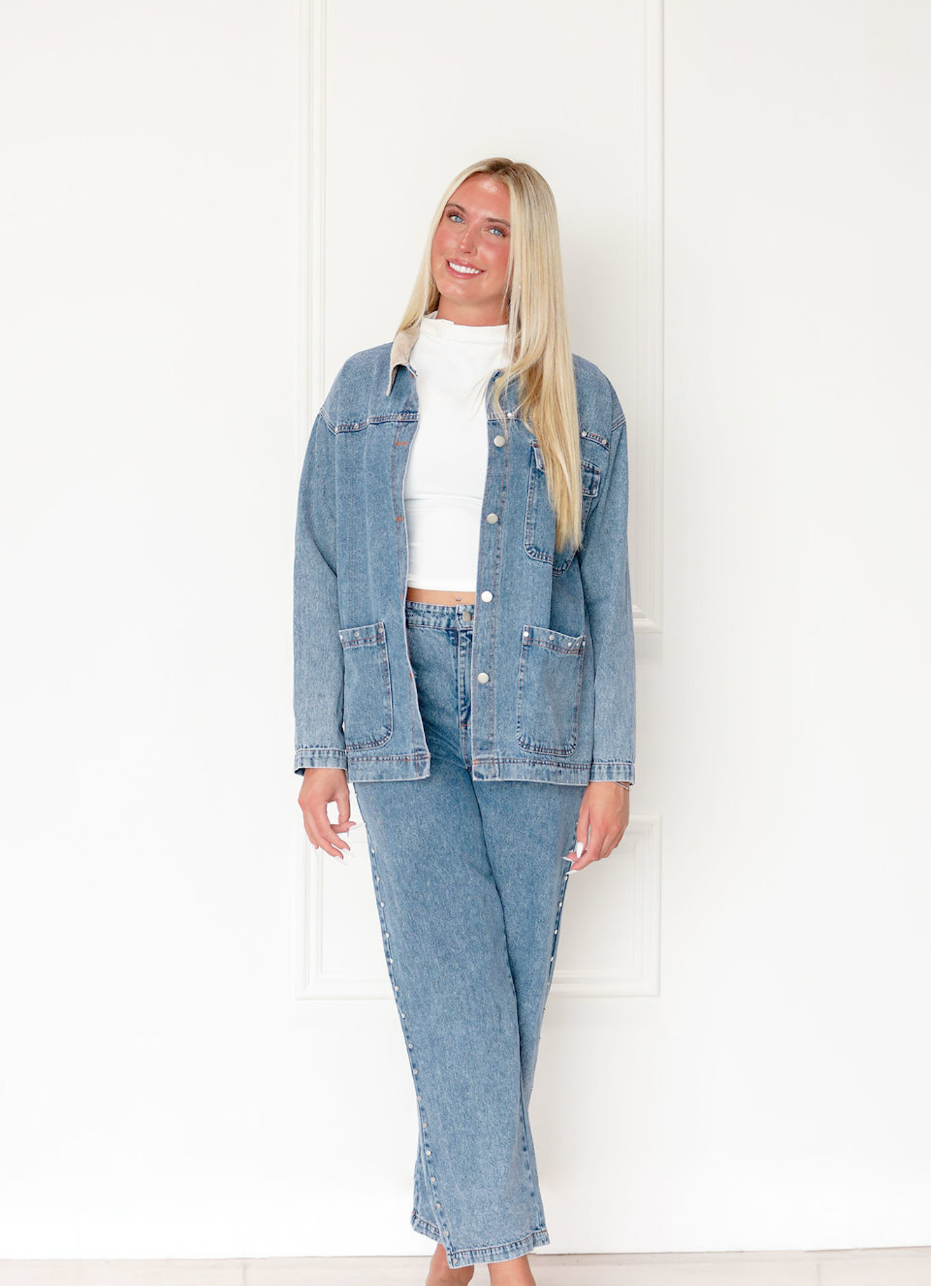 Denim Studded Barn Jacket