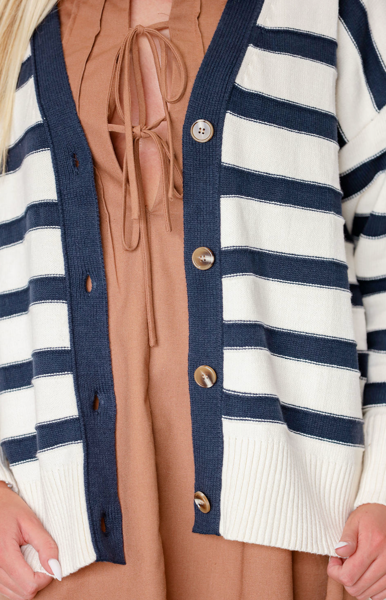 Navy Neutral Stripe Cardigan