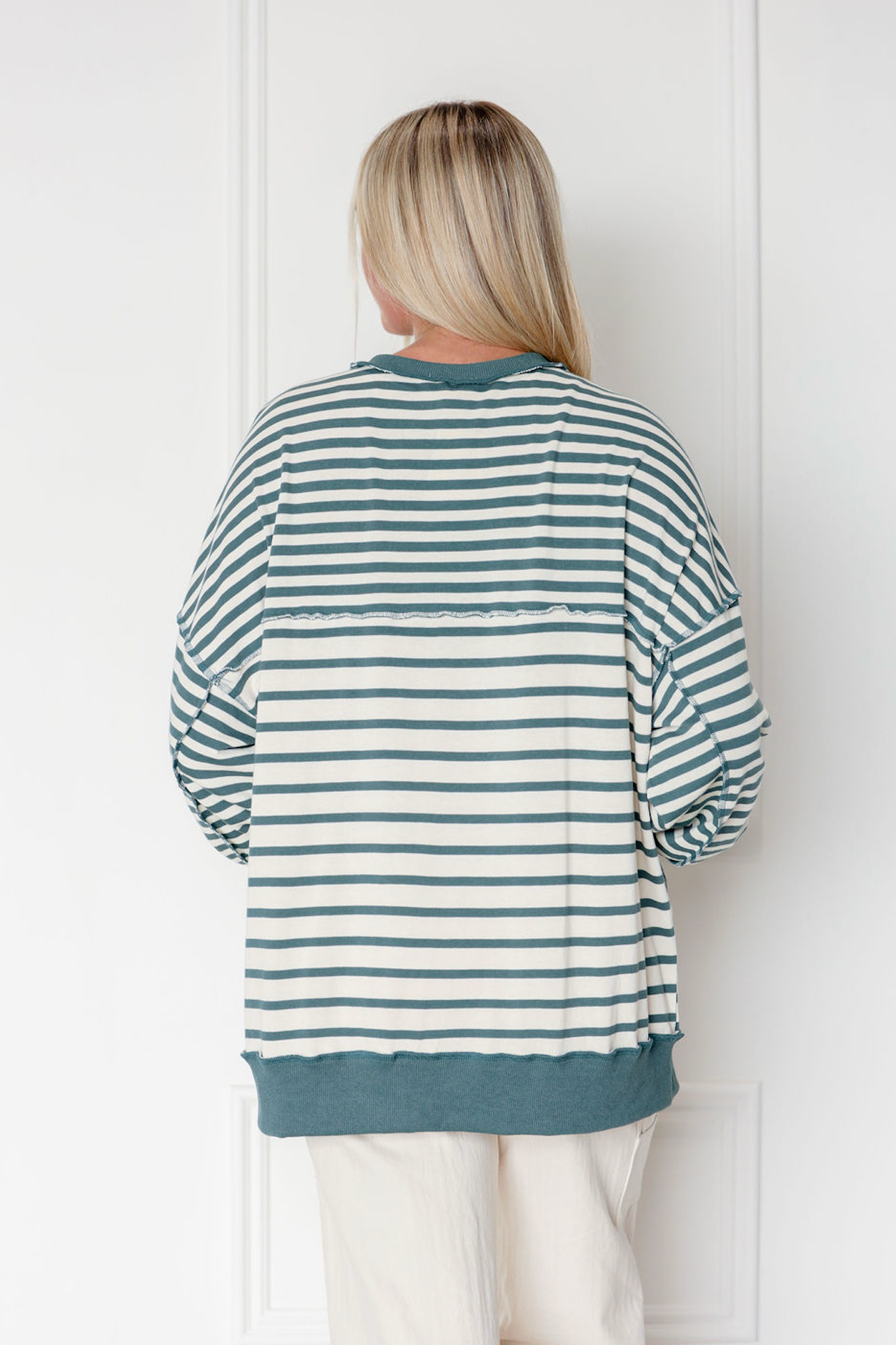 Green/Ivory Stripe Pullover