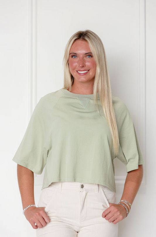 Boxy 1/2 Sleeve T-shirt Sage