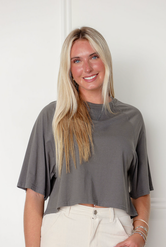 Boxy 1/2 Sleeve T-shirt Charcoal