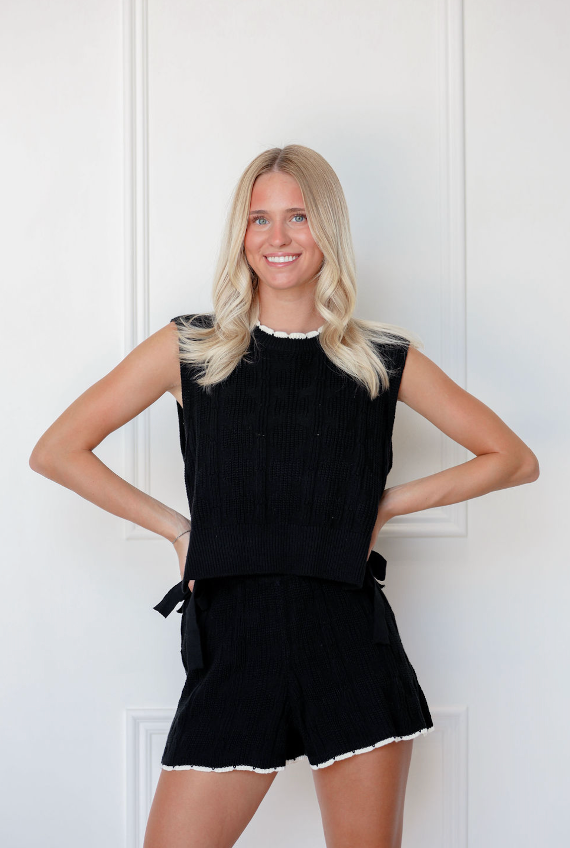 Black Side Tie Vest & Shorts Set of 2