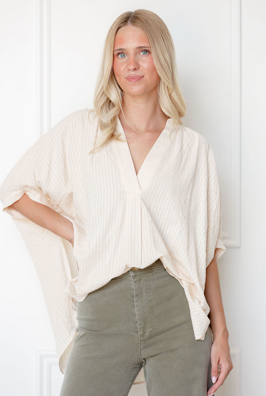 Adeline V-neck Blouse Sand